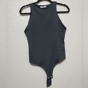 ReoRia Black Sleeveless Fitted High Neck Bodysuit Tank Top Women’s Size Large